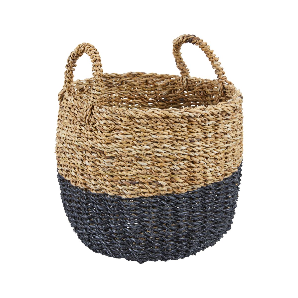 Dekorační košík Ø 35cm - černá/přírodní barvy, Natur, přírodní materiály (35/39cm)