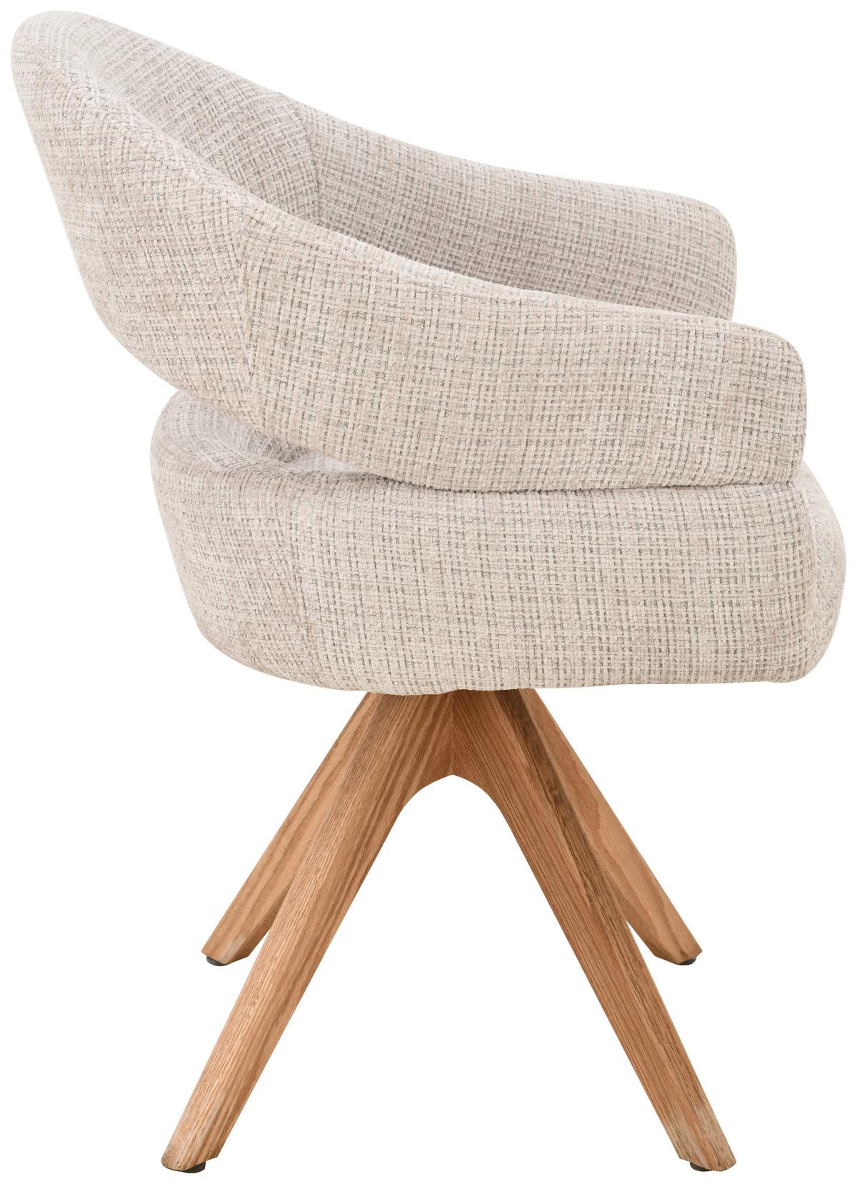 Armlehnstuhl Cleo Beige/Eichefarben B: 58 cm - Eichefarben/Beige, MODERN, Holz/Textil (58/85/62cm) - Livetastic