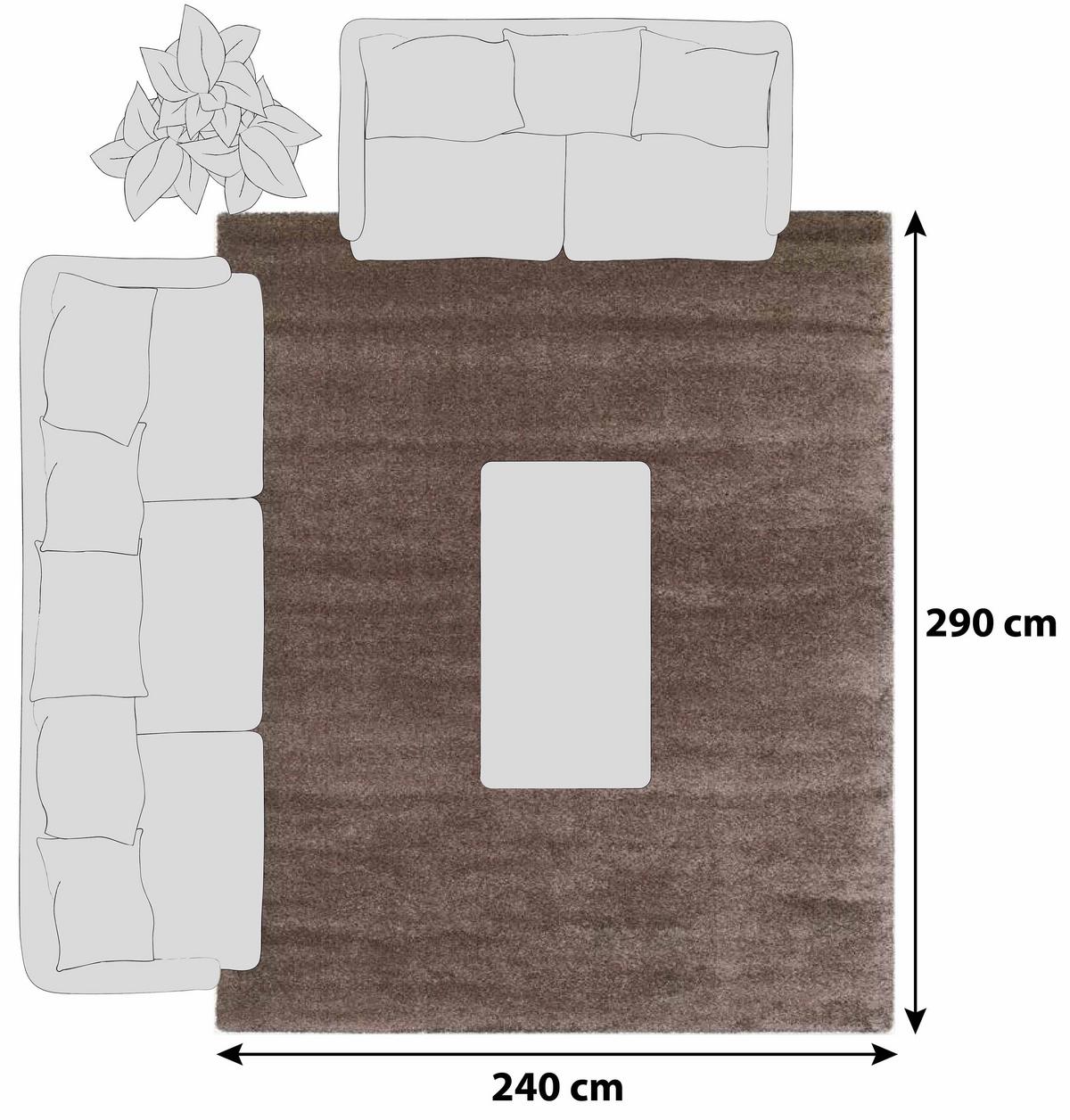 Hochflorteppich Bellevue Braun 240x290 cm - Braun, Basics, Textil (240/290cm) - Novel