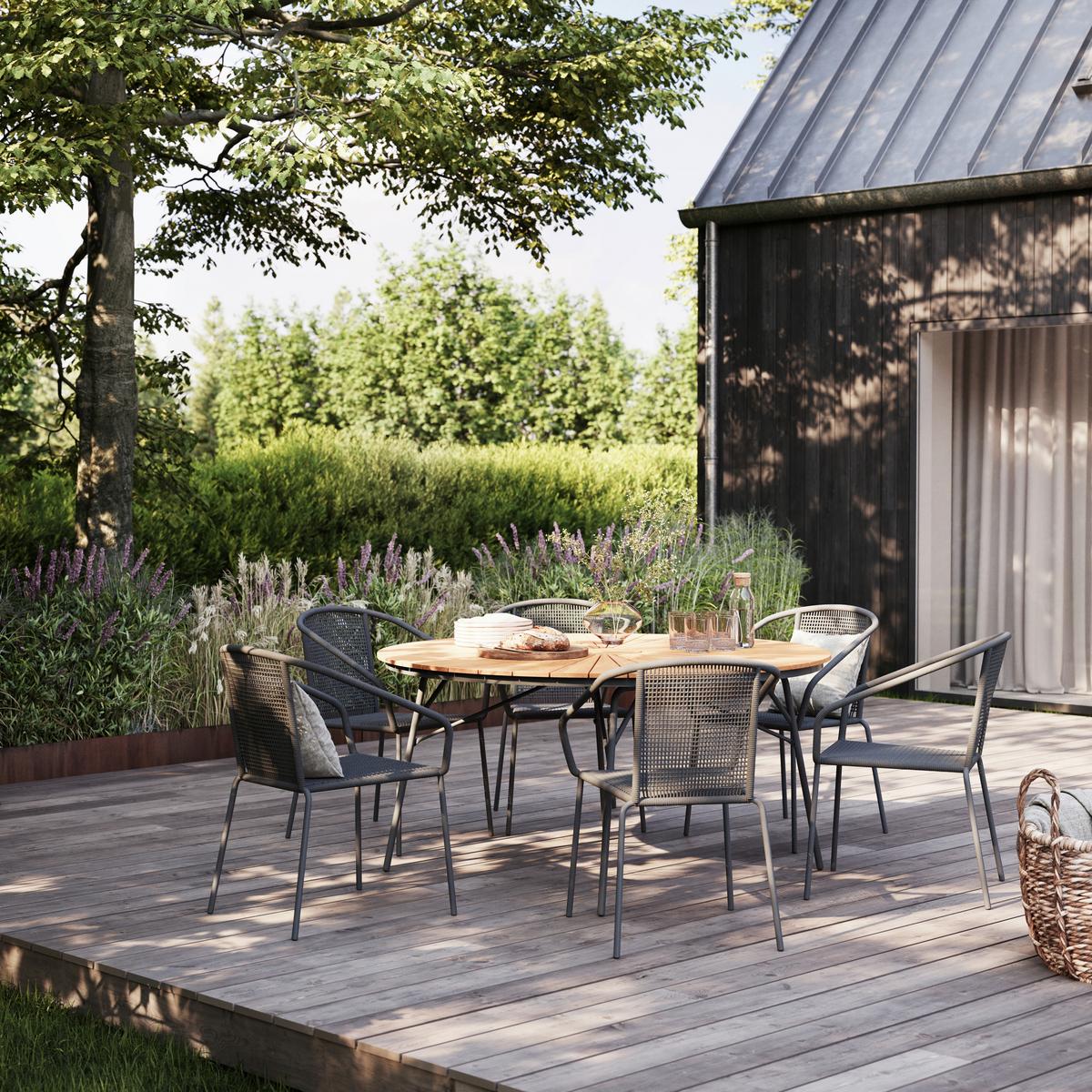 Gartensessel Vito, Dunkelgrau 52x82x60 cm - Dunkelgrau/Anthrazit, Natur, Kunststoff/Metall (52/82/60cm) - Gardenson
