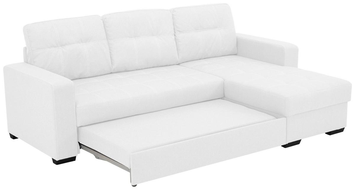 Eckschlafsofa Mediolan Weiß S: 240x160 cm - Schwarz/Weiß, Design, Textil (240/160cm) - Livetastic