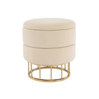 Pouf mit Stauraum Samt/Eisen Goldfarben/Beige H: 41 cm - Beige/Goldfarben, Basics, Holzwerkstoff/Kunststoff (37,5/41/37,5cm) - Kayoom