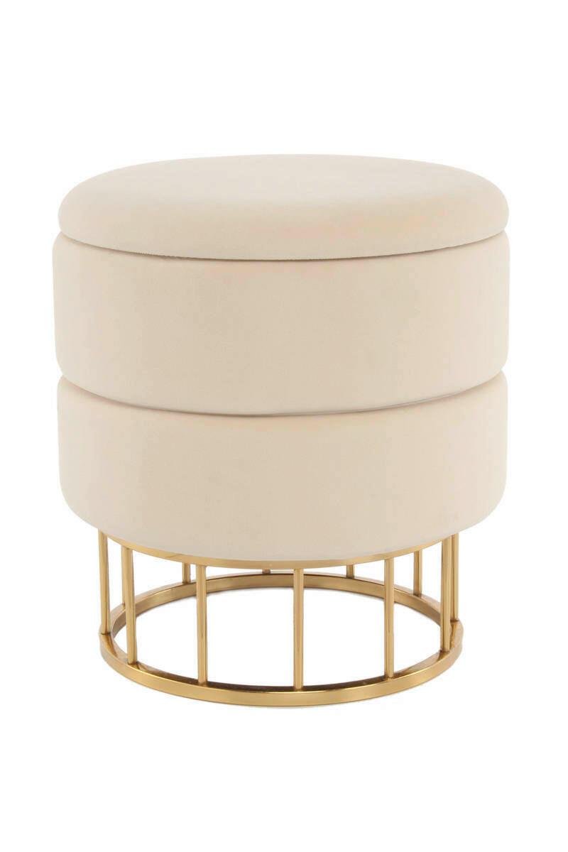 Pouf Mit Stauraum Samt/eisen Goldfarben/beige H: 41 Cm