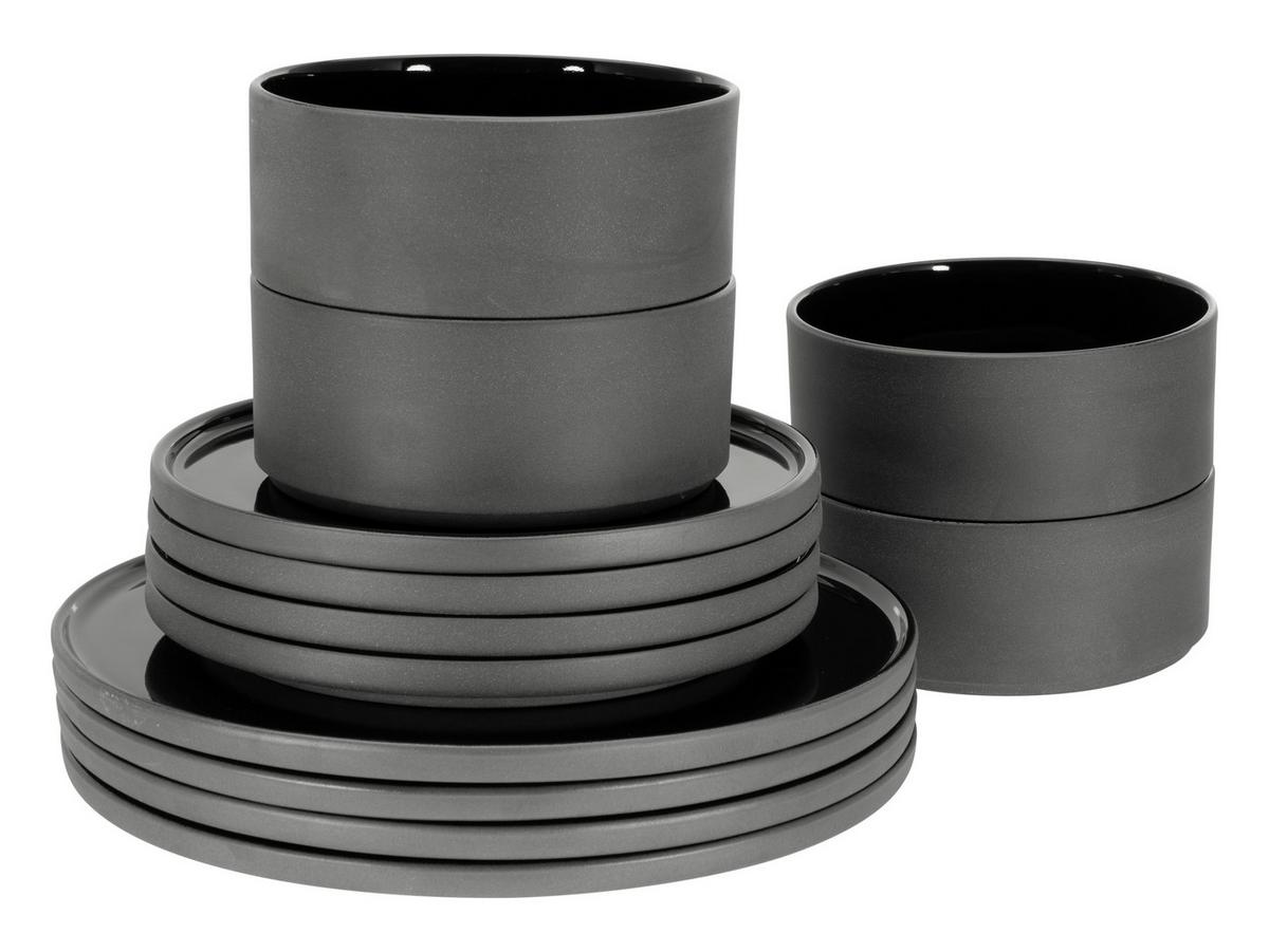 Tafelservice 21538 Futuro Black - Schwarz, Trend, Keramik (39/34/34null) - Connubia 