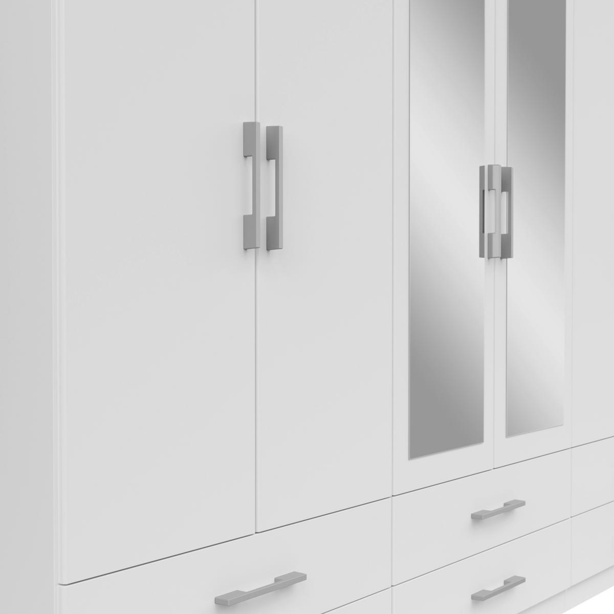 Drehtürenschrank Mit Schubladen 270 Cm Herford - Weiß, MODERN, Glas/Holzwerkstoff (270/210/54cm)