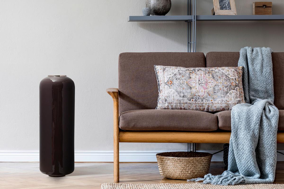 Bodenvase Art Deco Lila Silberfarben, D: 24 cm - Lila/Silberfarben, Trend, Metall (24/69cm) - Kayoom