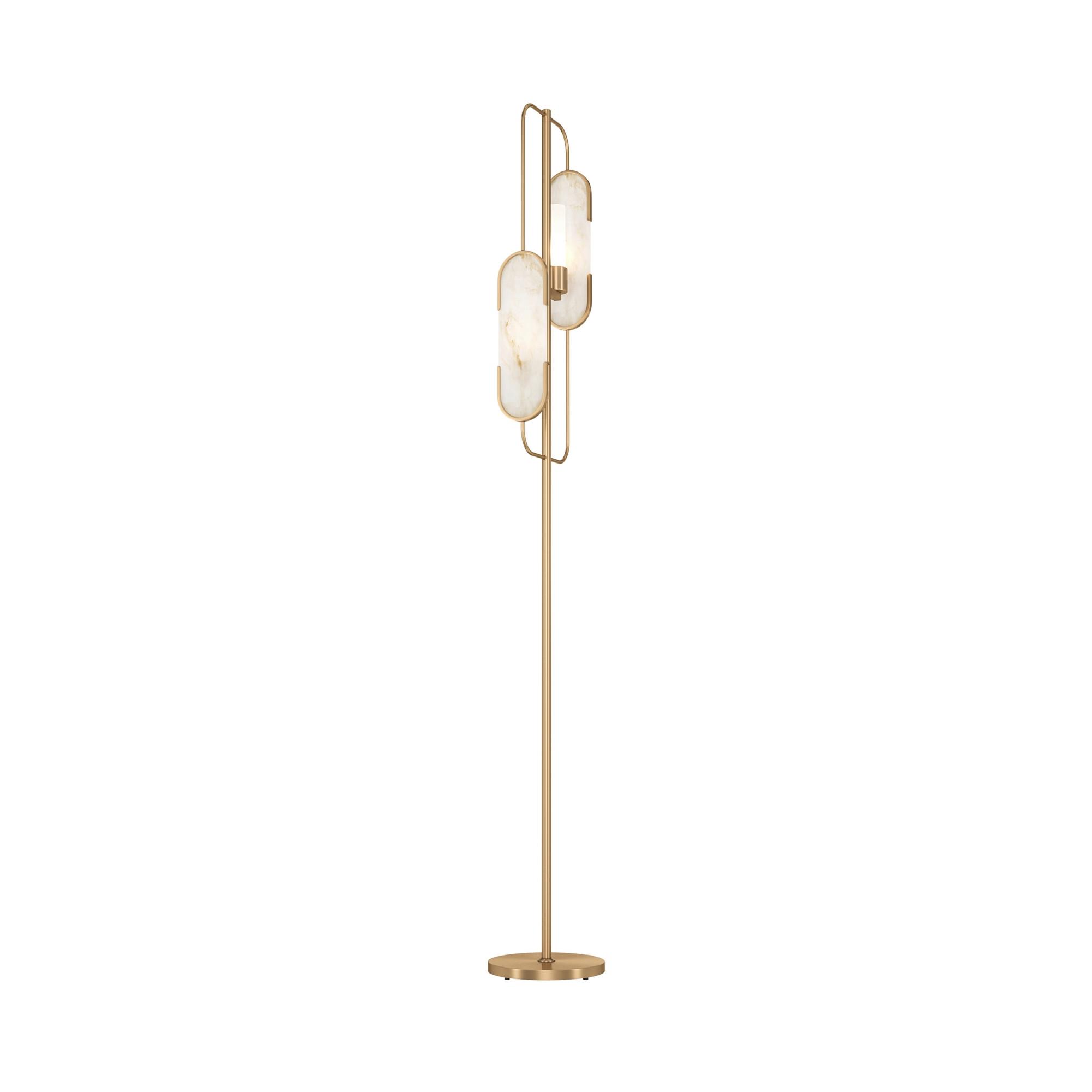 STEHLEUCHTE MARMO - Goldfarben/Weiß, Trend, Stein/Metall (23/160cm) - MAYTONI