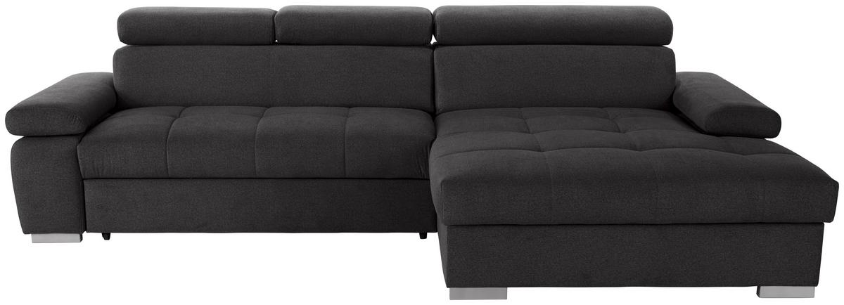 Ecksofa Perry - Silberfarben/Graphitfarben, Design, Textil (292/183cm) - Livetastic