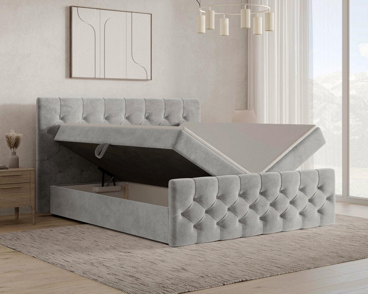 BOXBETT Karo Grau 160x200cm - Schwarz/Grau, MODERN, Holz/Kunststoff (160/200cm) - MID.YOU