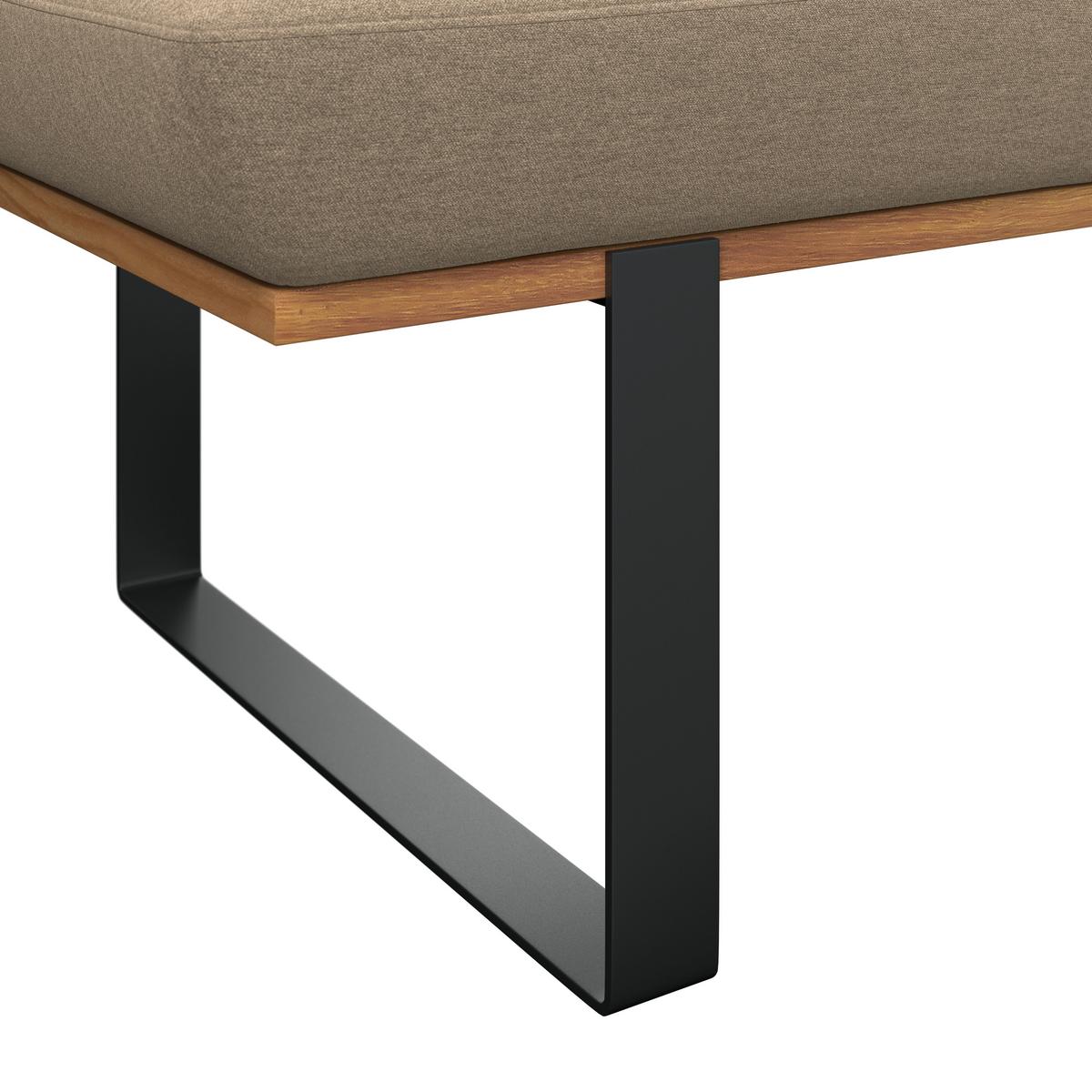 Sitzbank Tristan Webstoff beige, B: 170cm - Beige/Schwarz, MODERN, Holz/Textil (170/48/90cm) - James Wood