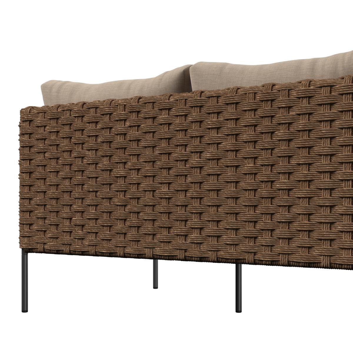 Loungegarnitur Amalfi - Beige/Gelb, MODERN, Holz/Kunststoff (120/40/65cm) - Beldano