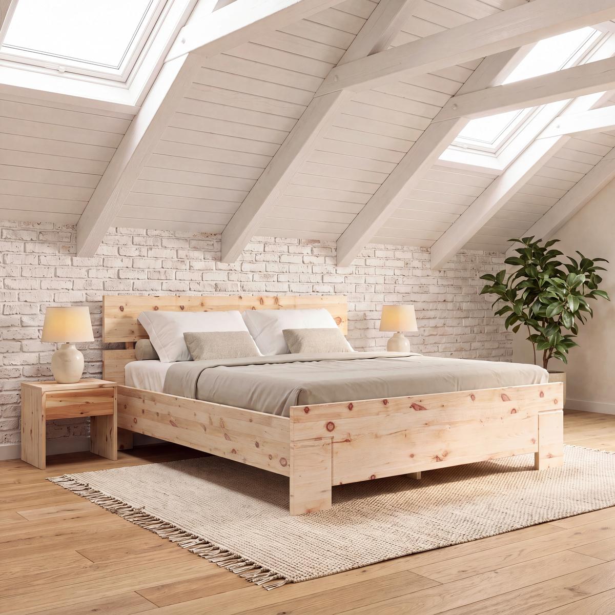 Bett Sonja Naturfarben, B/L: 200x207 cm - Naturfarben, KONVENTIONELL, Holz (200/207cm)
