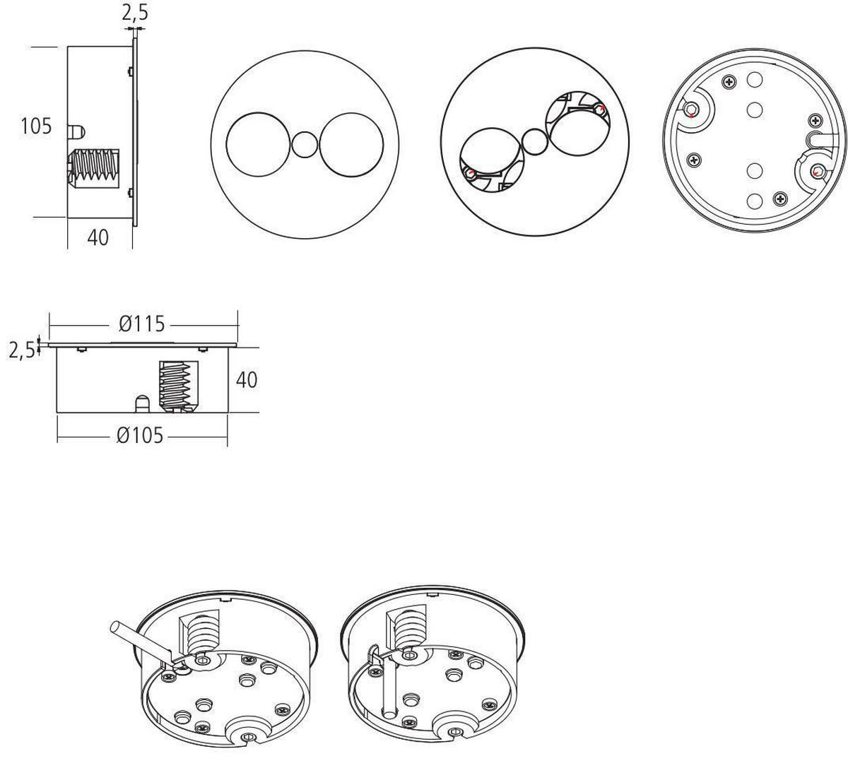 Steckdosenelement Twist 1-Fach - Edelstahlfarben, MODERN, Metall (11,5/4,25cm)