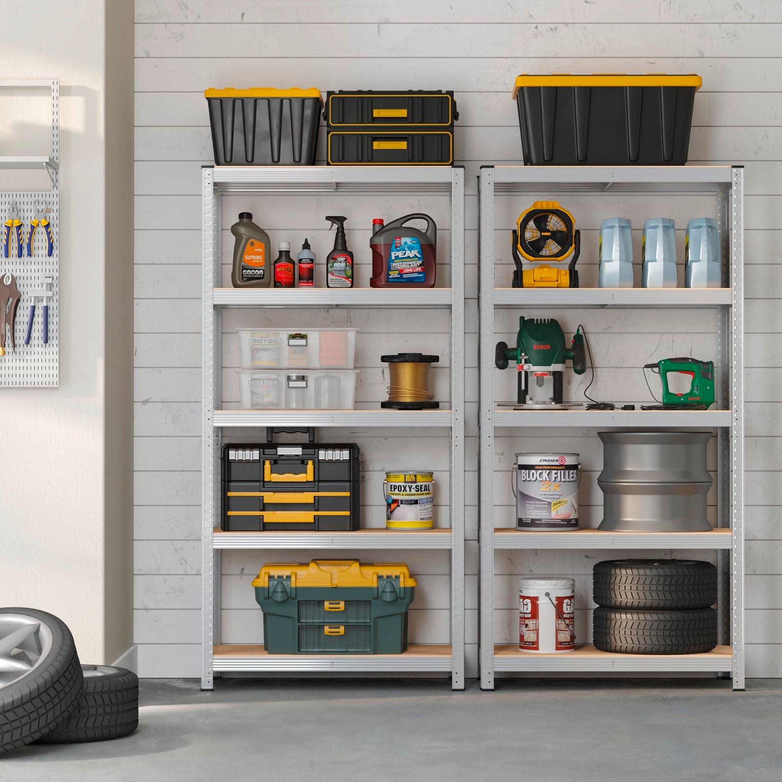 Schwerlastregalset Weiß, Hellbraun B: 90 cm - Hellbraun/Weiß, Basics, Holzwerkstoff (90/180/40cm)