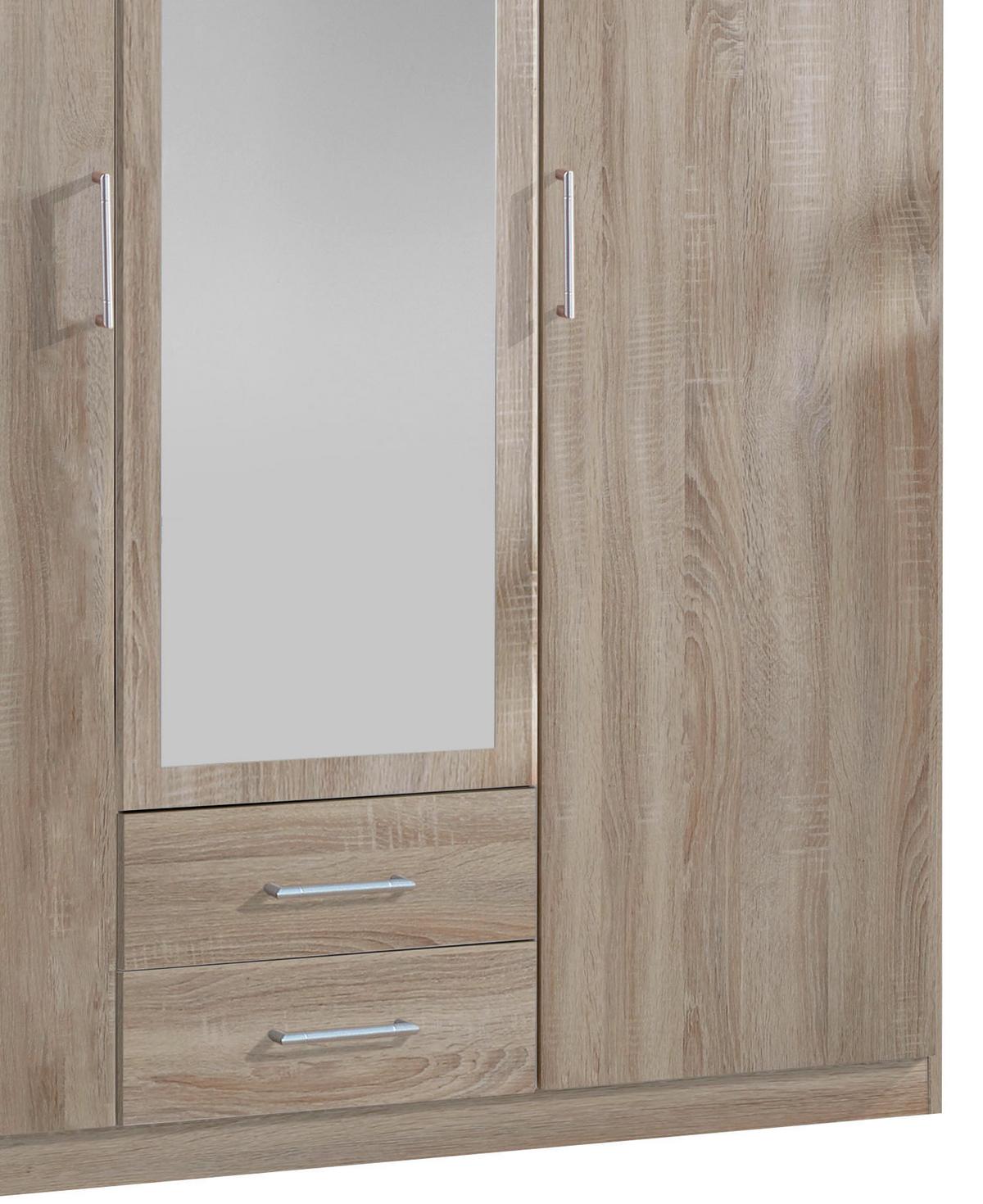 Šatníková skriňa OSAKA šírka: 135cm - farba duba/hliníková, Konventionell, kompozitné drevo/plast (135/199,5/58cm) - MID.YOU
