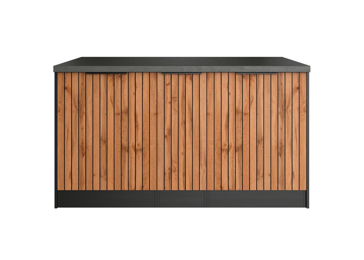 Kücheninsel Liverpool Graphit/ Eiche Dekor B: 153 cm - Schieferfarben/Eiche Wotan, Basics, Holzwerkstoff (153/86/101cm) - Held