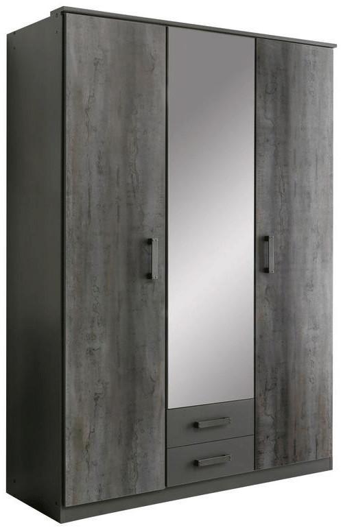 ŠATNÍ SKŘÍŇ S OTOČNÝMI DVEŘMI STEEL - barvy grafitu, Konvenční, kompozitní dřevo/plast (135/199/58cm)