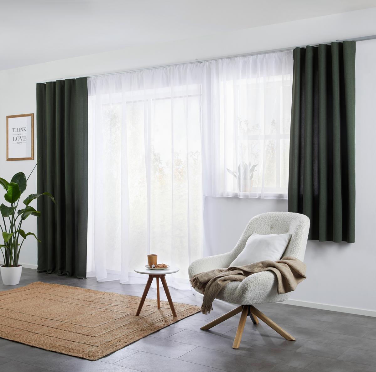 HOTOVÝ ZÁVĚS ULRICH 145CM - tmavě zelená, textil (135/145cm) - Modern Living