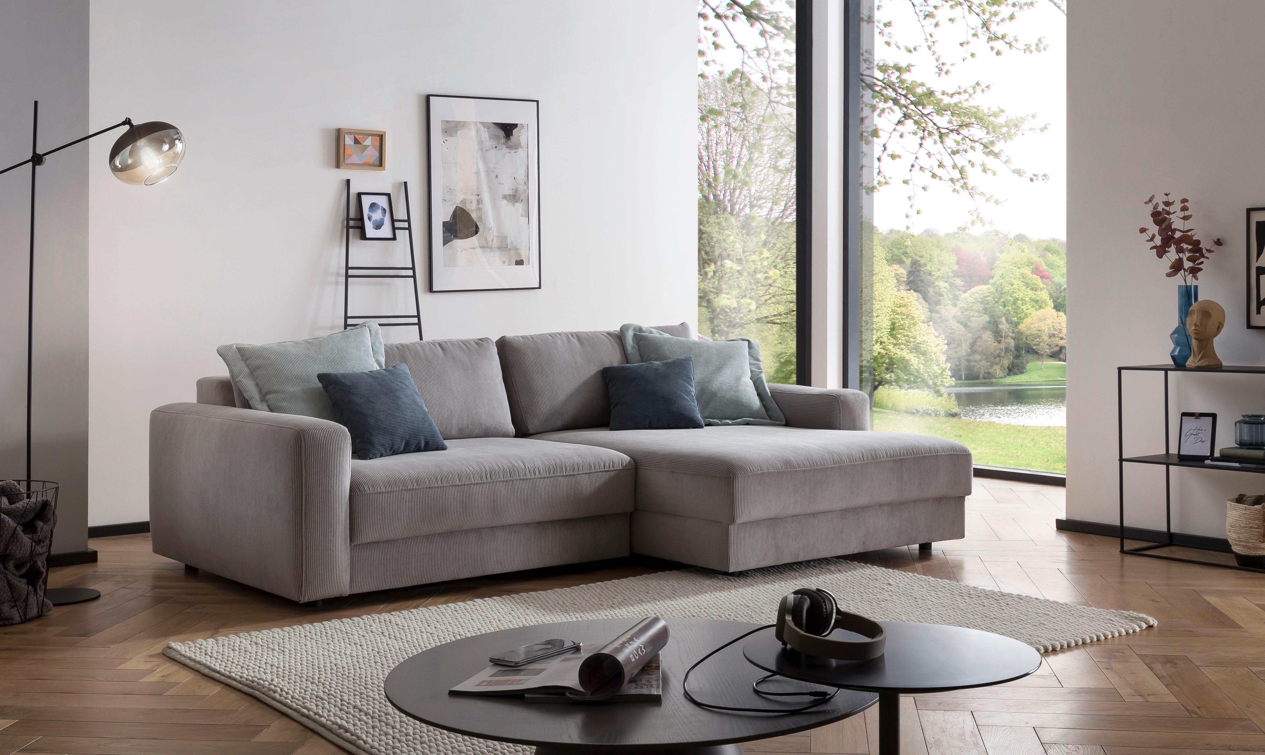 Ecksofa Bourbon - Schwarz/Grau, MODERN, Textil (250/176cm) - Trendmanufaktur