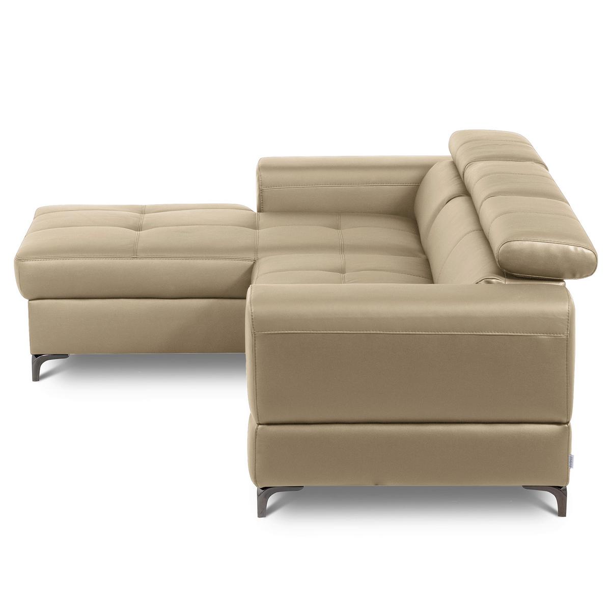 Ecksofa Torino Teilleder Hellgrau 173x247 - Hellgrau/Schwarz, Design, Leder/Textil (173/247cm) - Livetastic