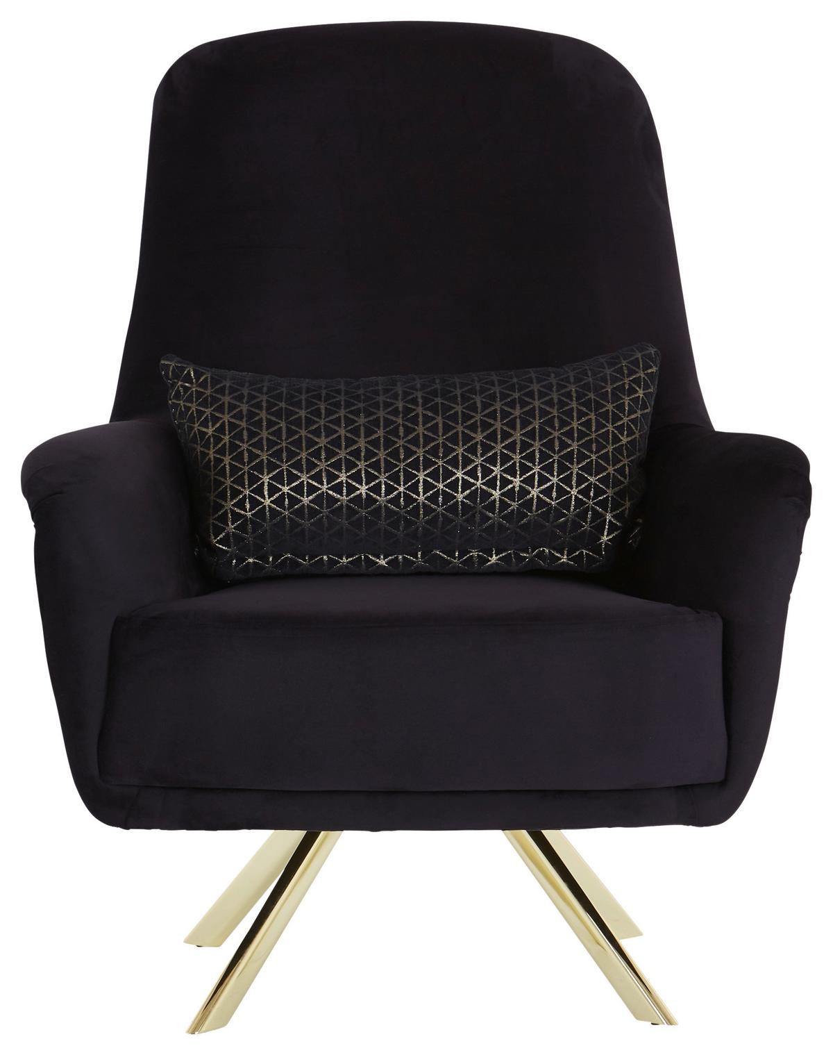 Polstersessel mit Armlehnen Bono Stoffbezug Schwarz - Goldfarben/Schwarz, MODERN, Textil (90/80/75cm) - Luca Bessoni