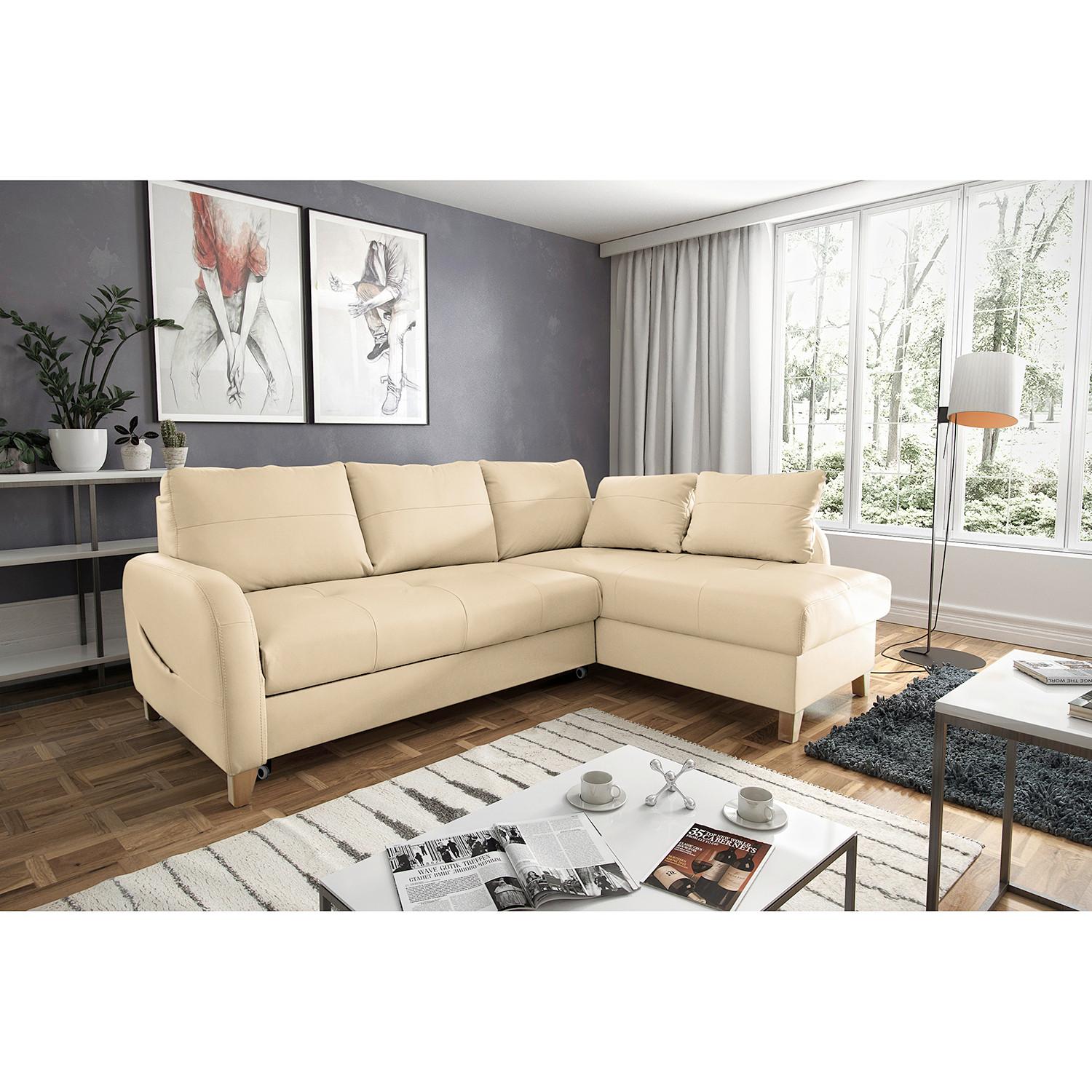 Ecksofa Compact Beige B: 227x168 Cm - Beige/Buchefarben, Design, Leder/Textil (227/168cm) - Livetastic