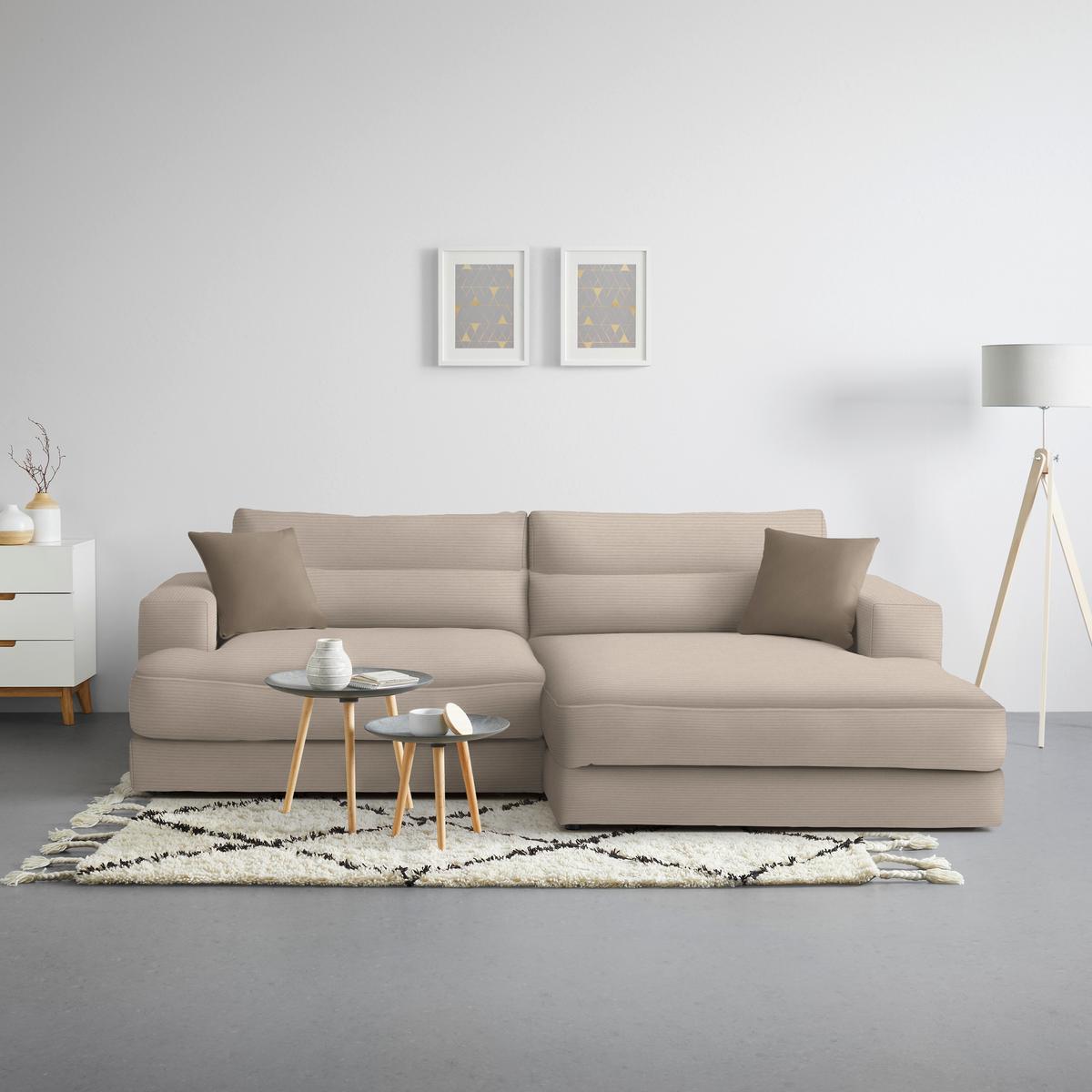 Rohová sedačka FABIONA, pravá, cappuccino menč. / cappuccino - cappuccino, Modern, drevo (268/85cm) - Premium Living