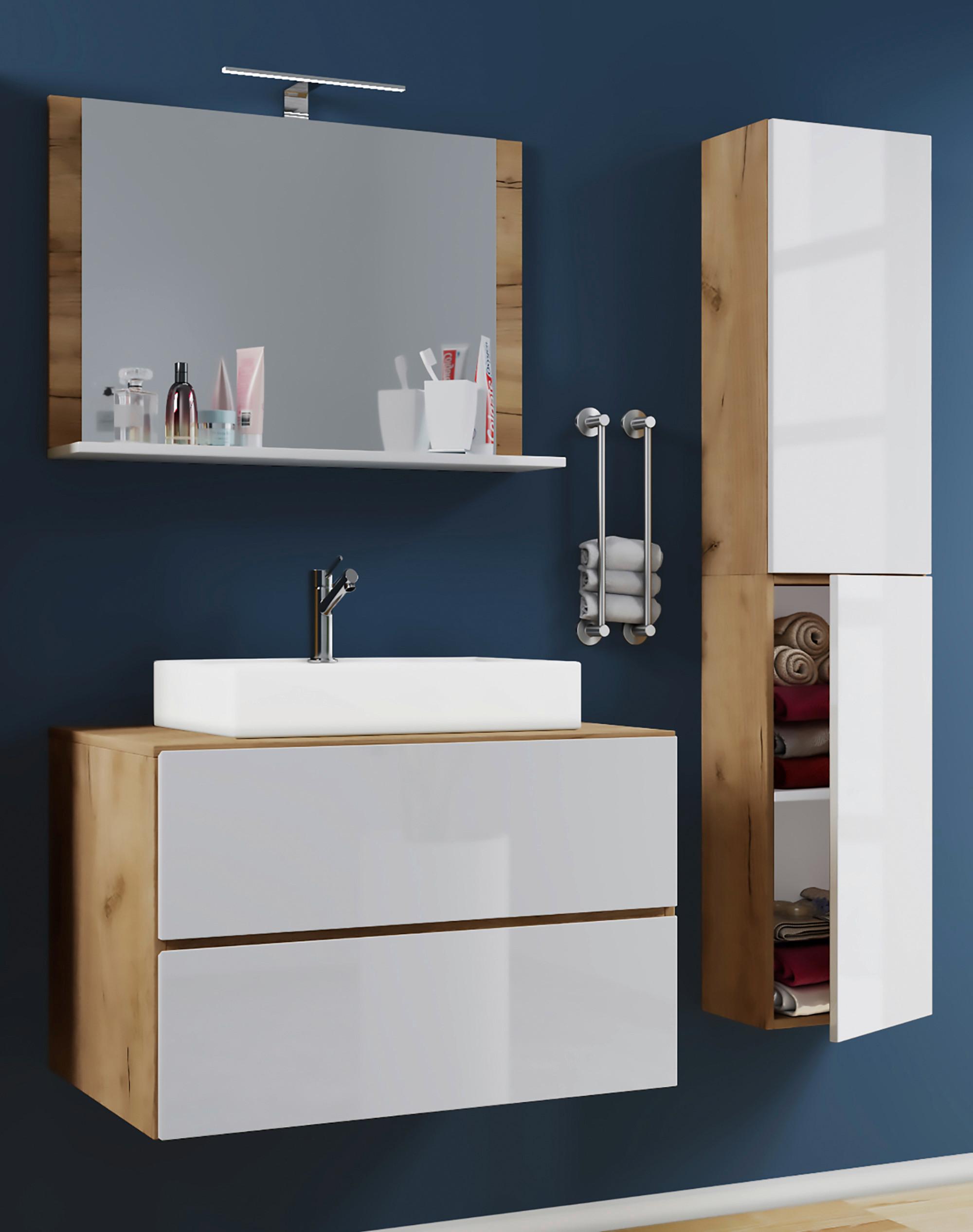 Badezimmer Lendas4-teilighonigeicheb:94cm - Honigeiche/Weiß, MODERN, Keramik/Holzwerkstoff (94cm) - MID.YOU