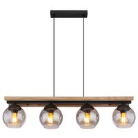 Függőlámpa 15569-4hw - sötétbarna/fekete, Natur, Üveg/fa (85/15/120cm) - Globo