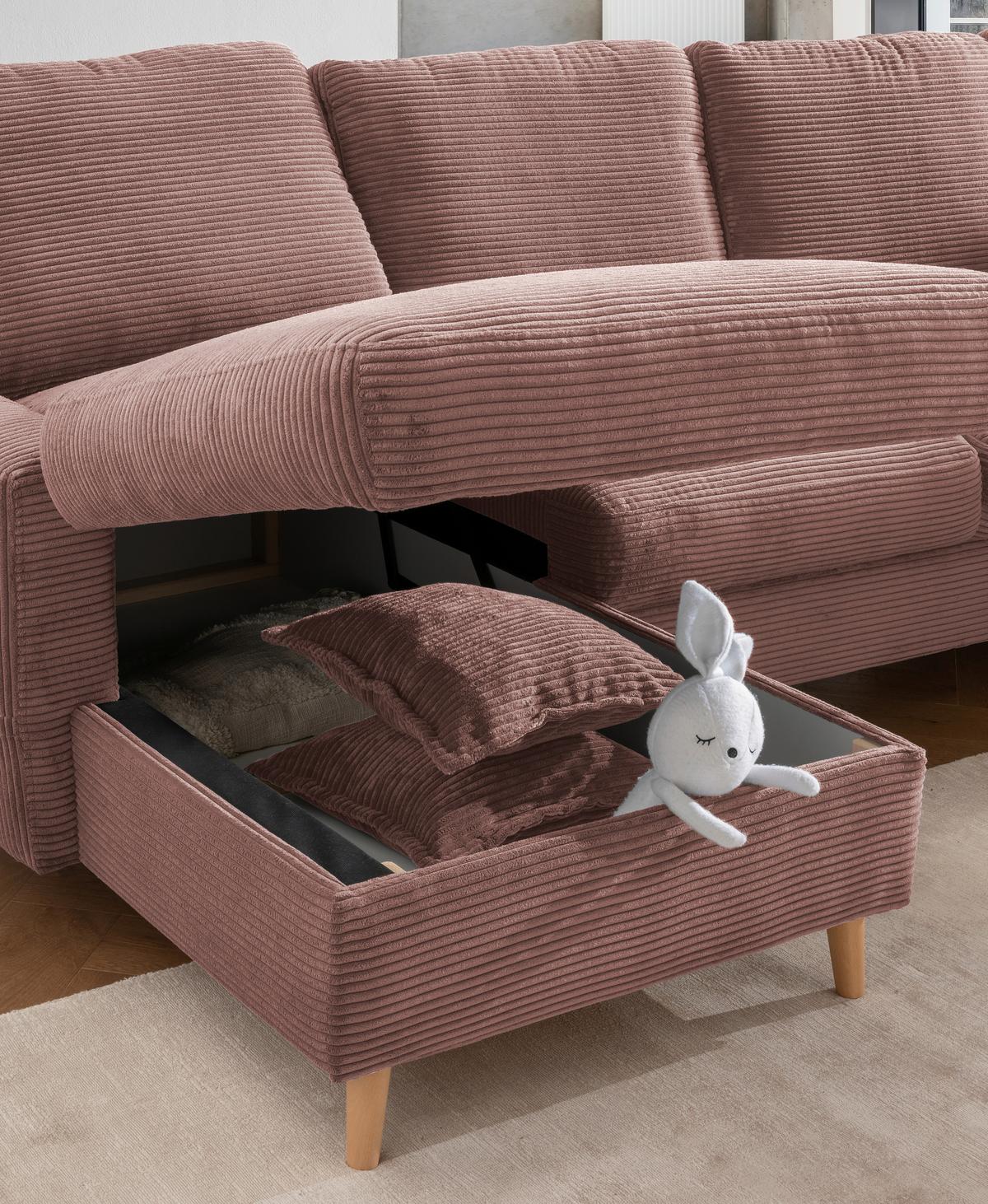 Ecksofa Valentina - Rosa/Naturfarben, Design, Textil (150/228cm) - P & B