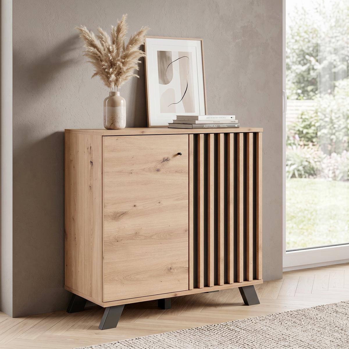 Kommode mit Einlegeböden 80 cm Medan Anthrazit/Eiche Dekor - Anthrazit/Eiche Artisan, LIFESTYLE, Holzwerkstoff (80/85/40cm) - MID.YOU