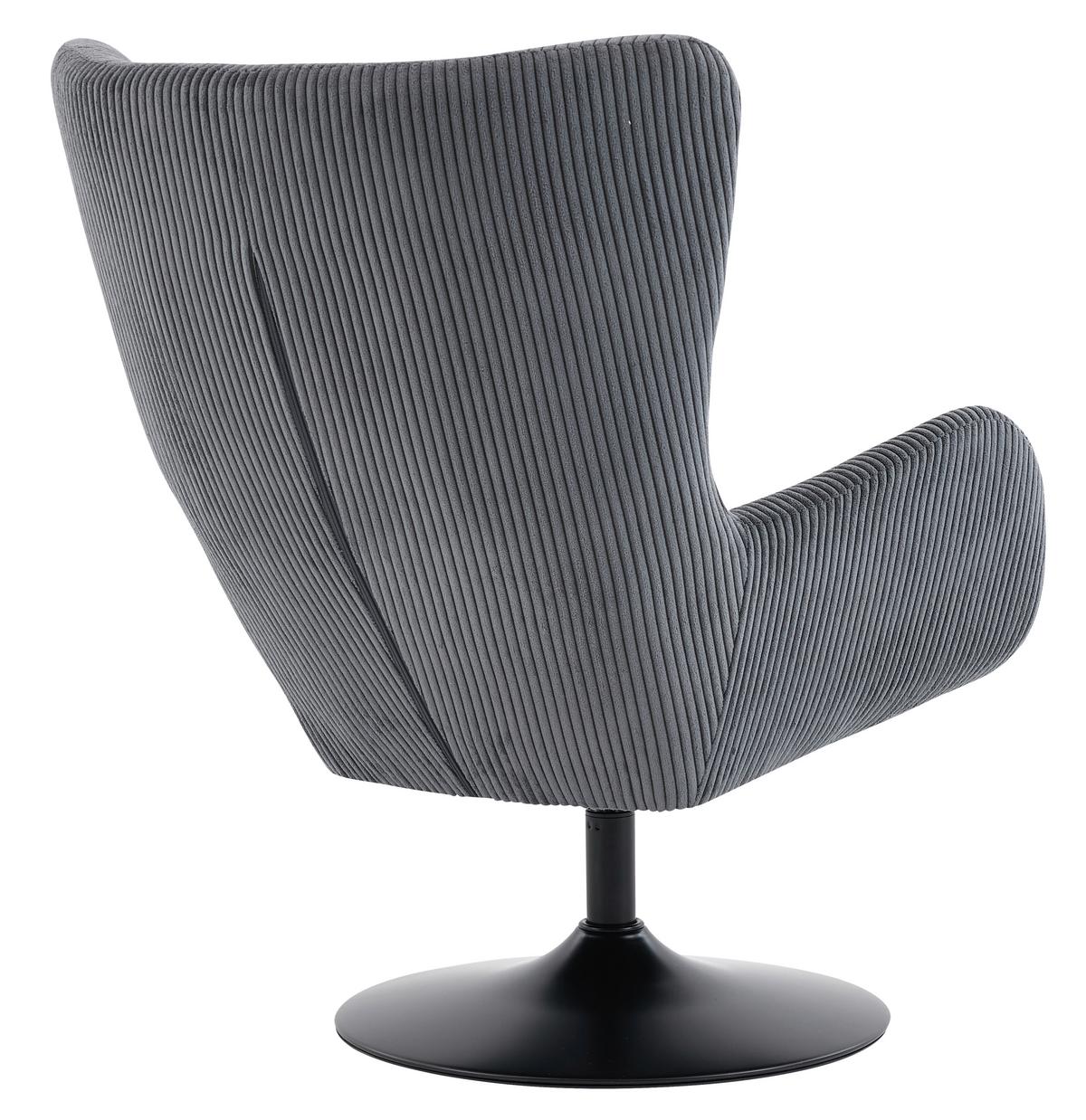 Otočné křeslo SHIBA, tmavě šedý manšestr - šedá/černá, Moderní, kov/textil (76/99/87cm) - Mömax