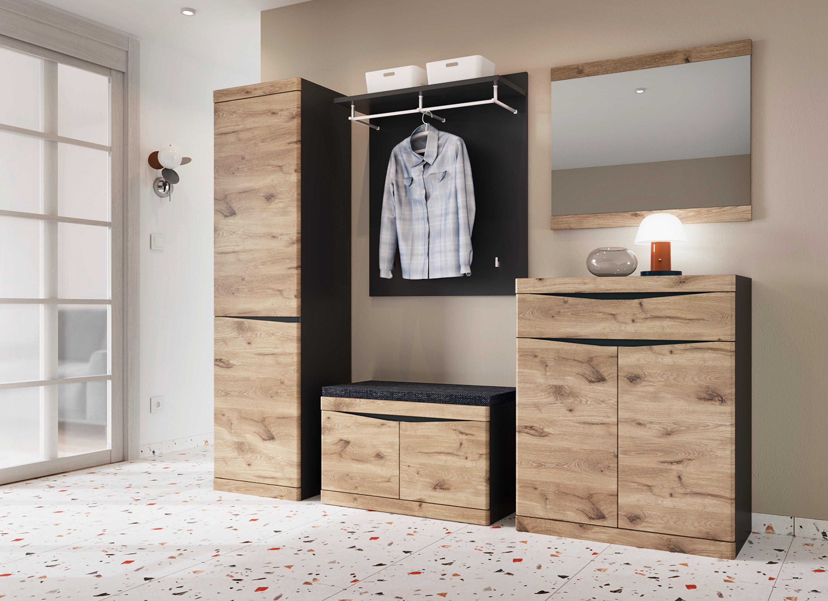 Spiegel Spring Anthrazit/Eiche Dekor B: 86 cm - Eichefarben, MODERN, Glas/Holzwerkstoff (86/72/2,2cm)