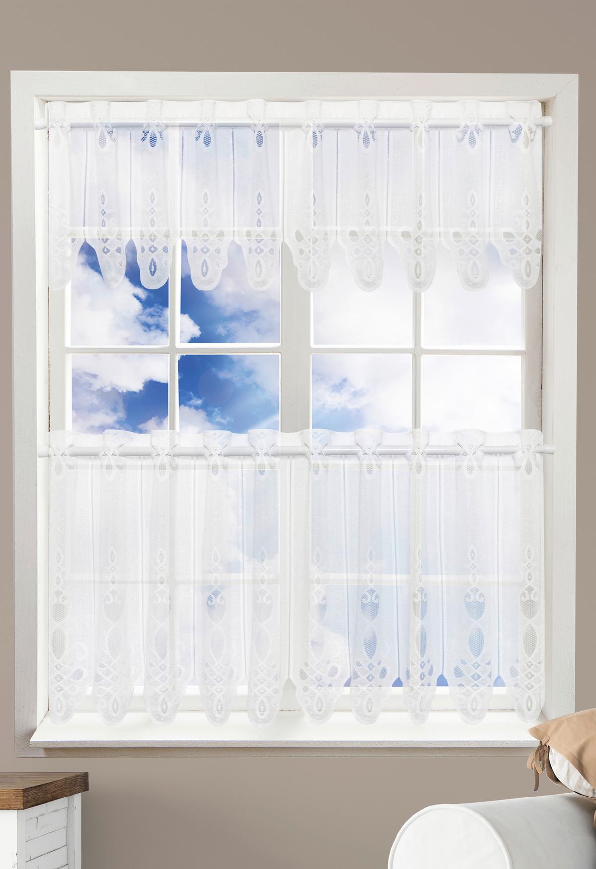 Vitrázsfüggöny Kb. 150/30+50cm - fehér, Konventionell, textil - Ondega
