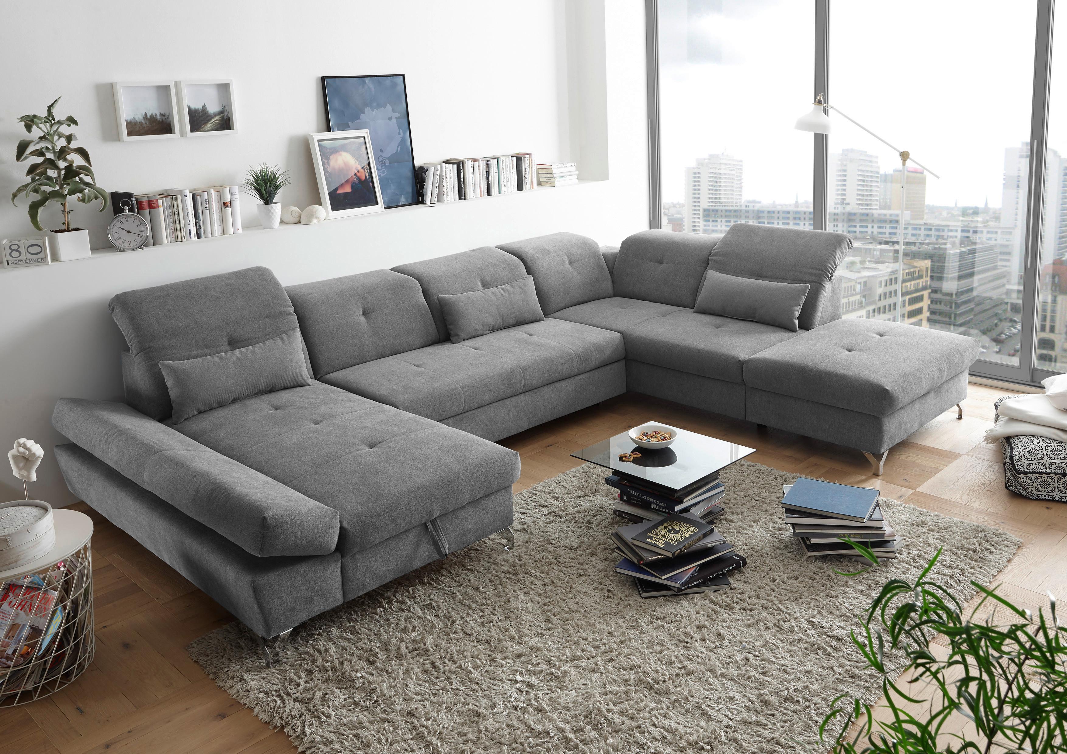 Ecksofa Melfi Schlammfarben U: 168 cm - Schlammfarben/Silberfarben, MODERN, Textil (168/350/245cm) - MID.YOU