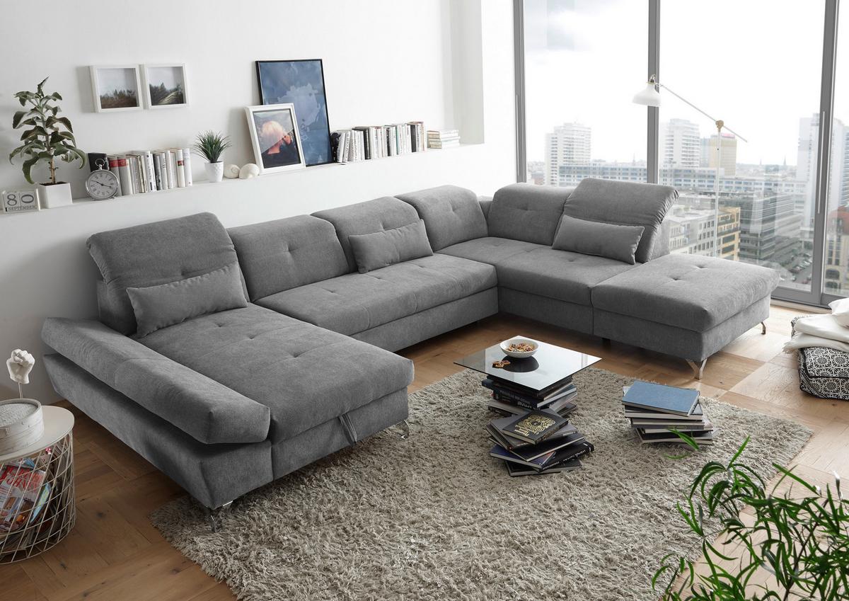 Ecksofa Melfi Schlammfarben U: 168 cm - Schlammfarben/Silberfarben, MODERN, Textil (168/350/245cm) - MID.YOU