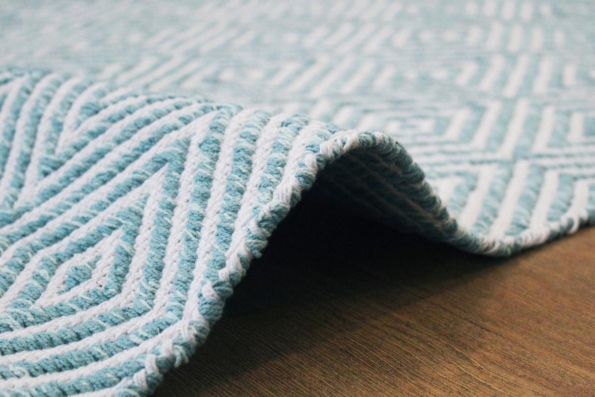 Flachwebteppich Aperitif Türkis, 160x230 cm - Türkis, KONVENTIONELL, Textil (160/230cm)