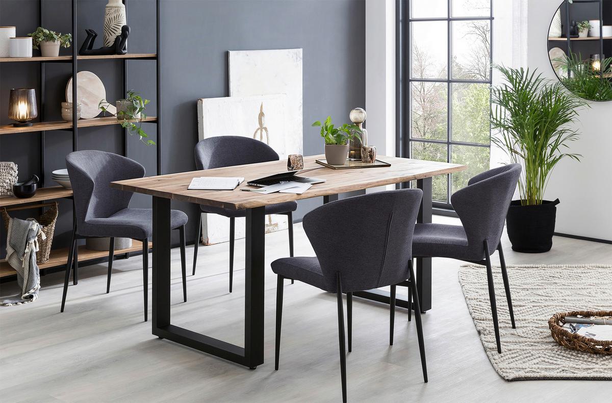 Esstisch Schwarz/walnussfarben B: 120cm - Walnussfarben/Schwarz, MODERN, Holz/Metall (120/80/75cm) - Livetastic