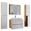 Badezimmer Lendas 5-Teilig Honig B:147 Cm - Honigeiche/Weiß, MODERN, Keramik/Holzwerkstoff (147cm) - MID.YOU