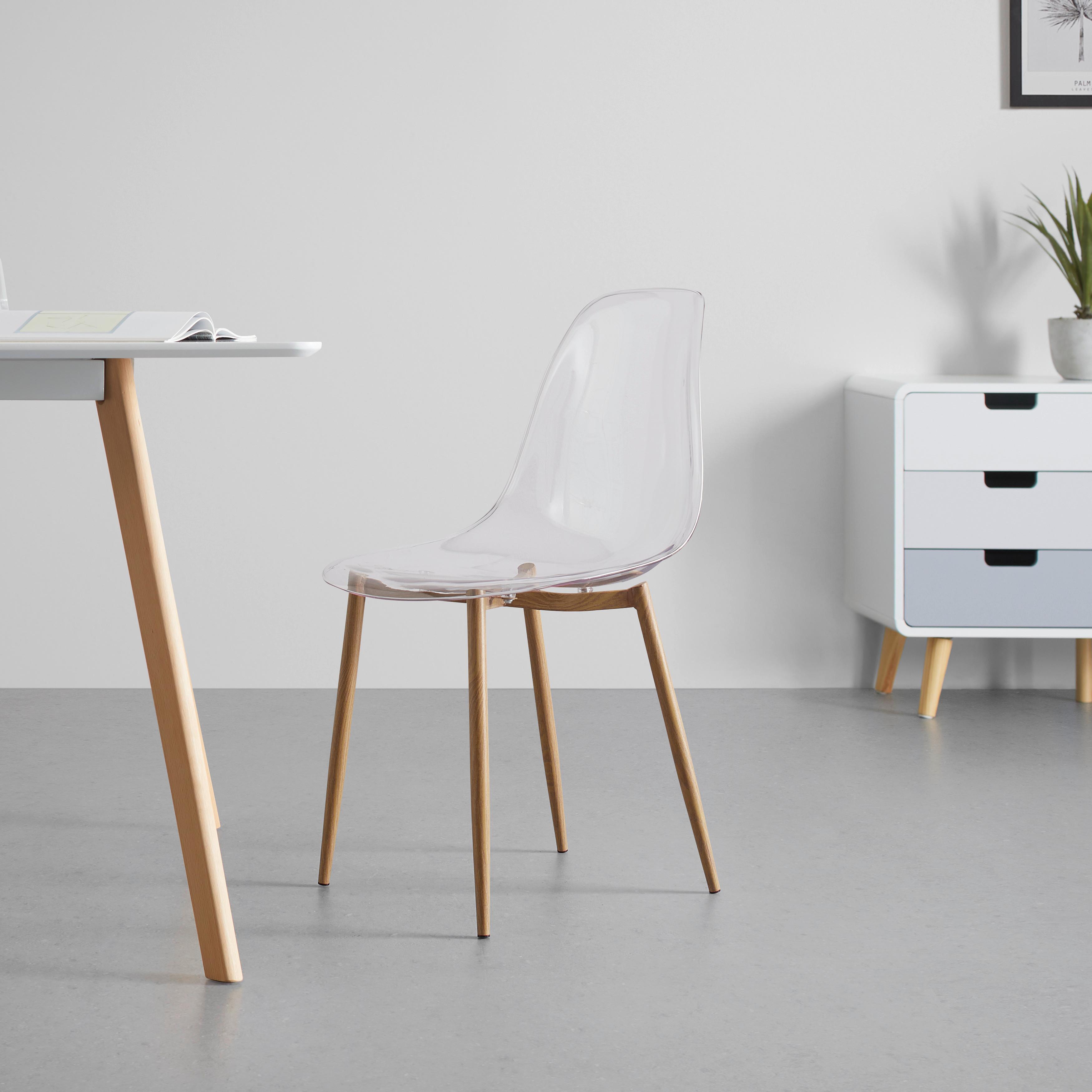 Transparentná stolička VINNIE - priehľadné/prírodná farba, Modern, kov/plast (47/83/52cm) - Bessagi Home