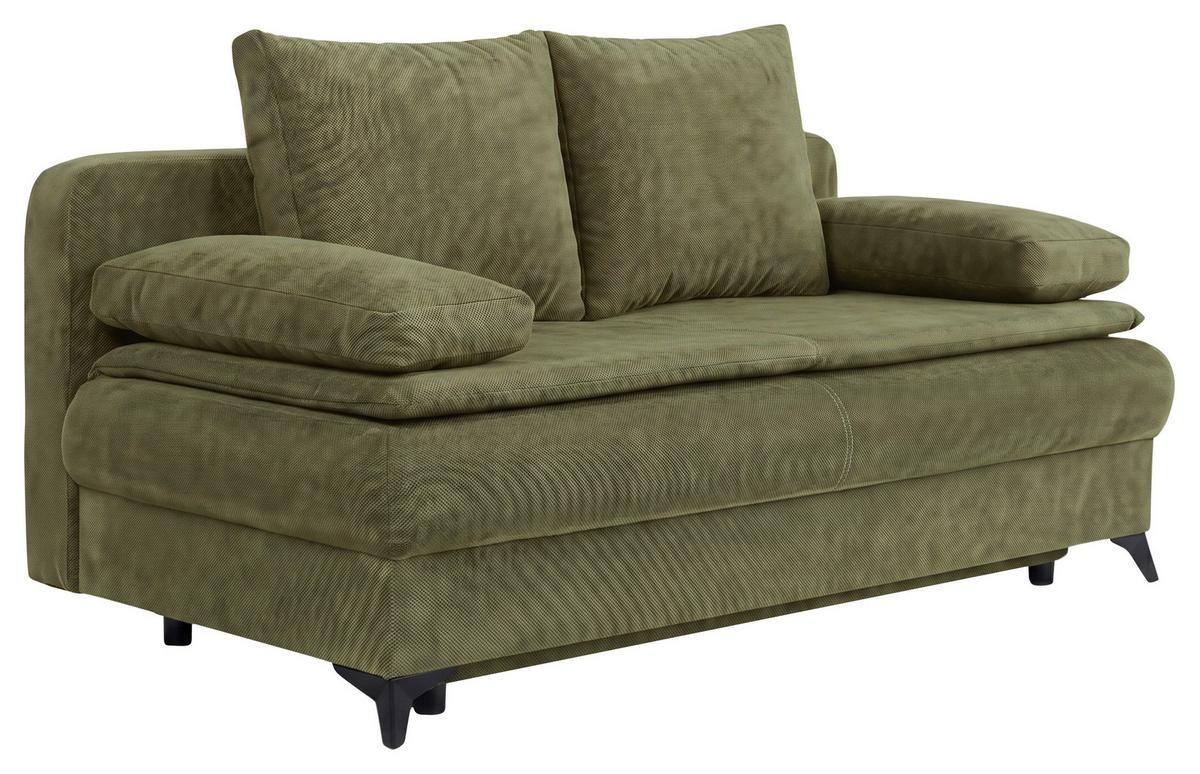 Rozkladacia pohovka KEN, olivovozelená - olivovozelená/čierna, Konventionell, kompozitné drevo/textil (209/105cm) - Based