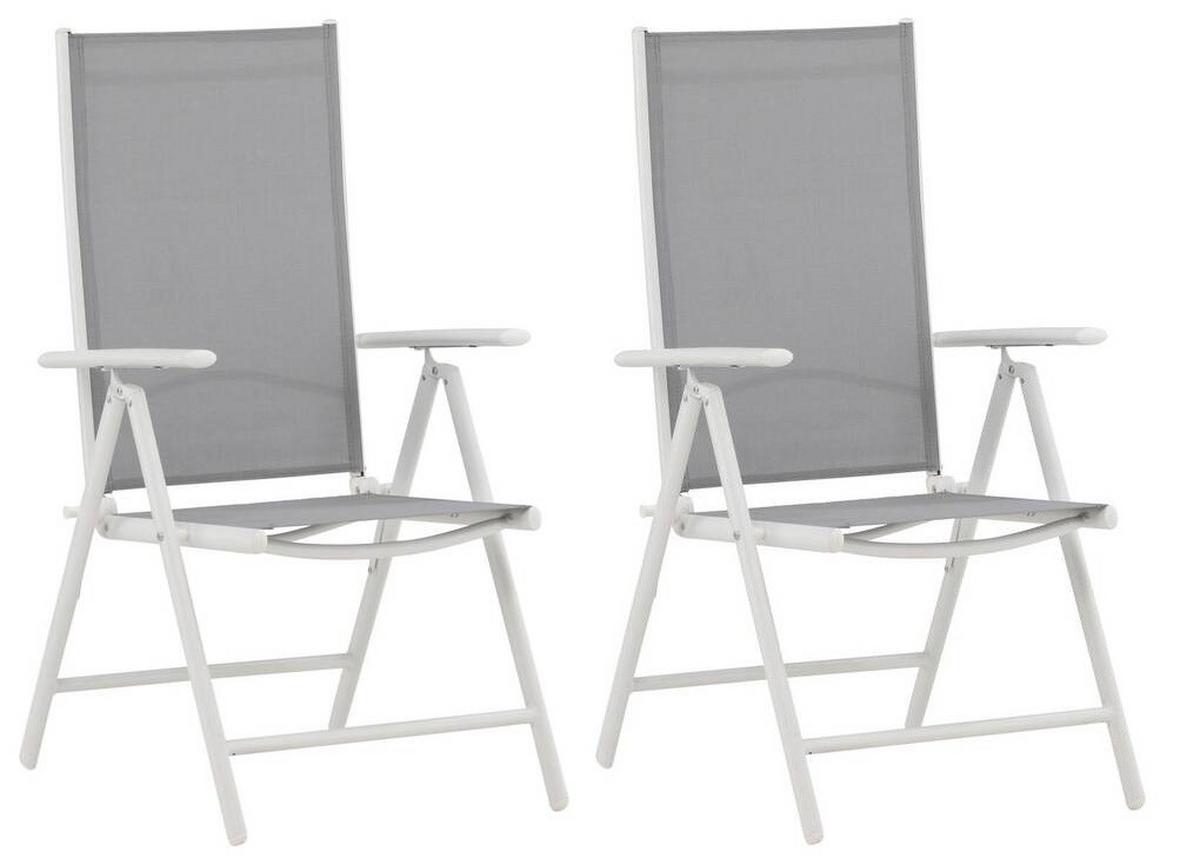 Gartensessel-set 2-tlg. Break Metall/textil - Weiß/Grau, KONVENTIONELL, Textil/Metall (55/108/62cm) - Gardenson