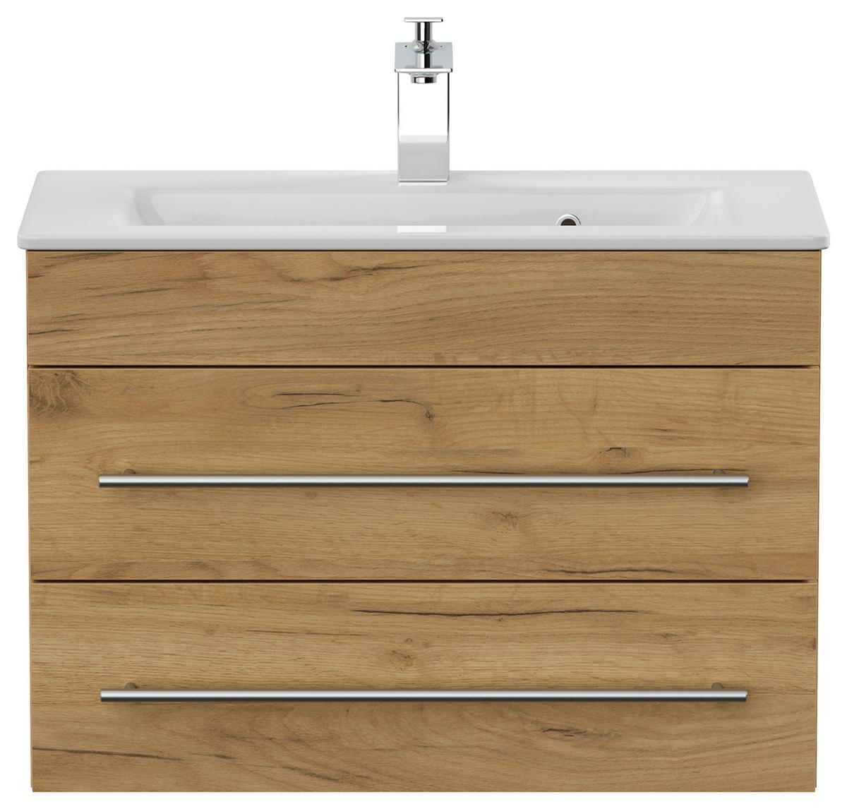 Badezimmer Portus Eiche Dekor B: 70,4 cm - Eichefarben/Weiß, MODERN, Keramik/Holzwerkstoff (70,4cm) - MID.YOU