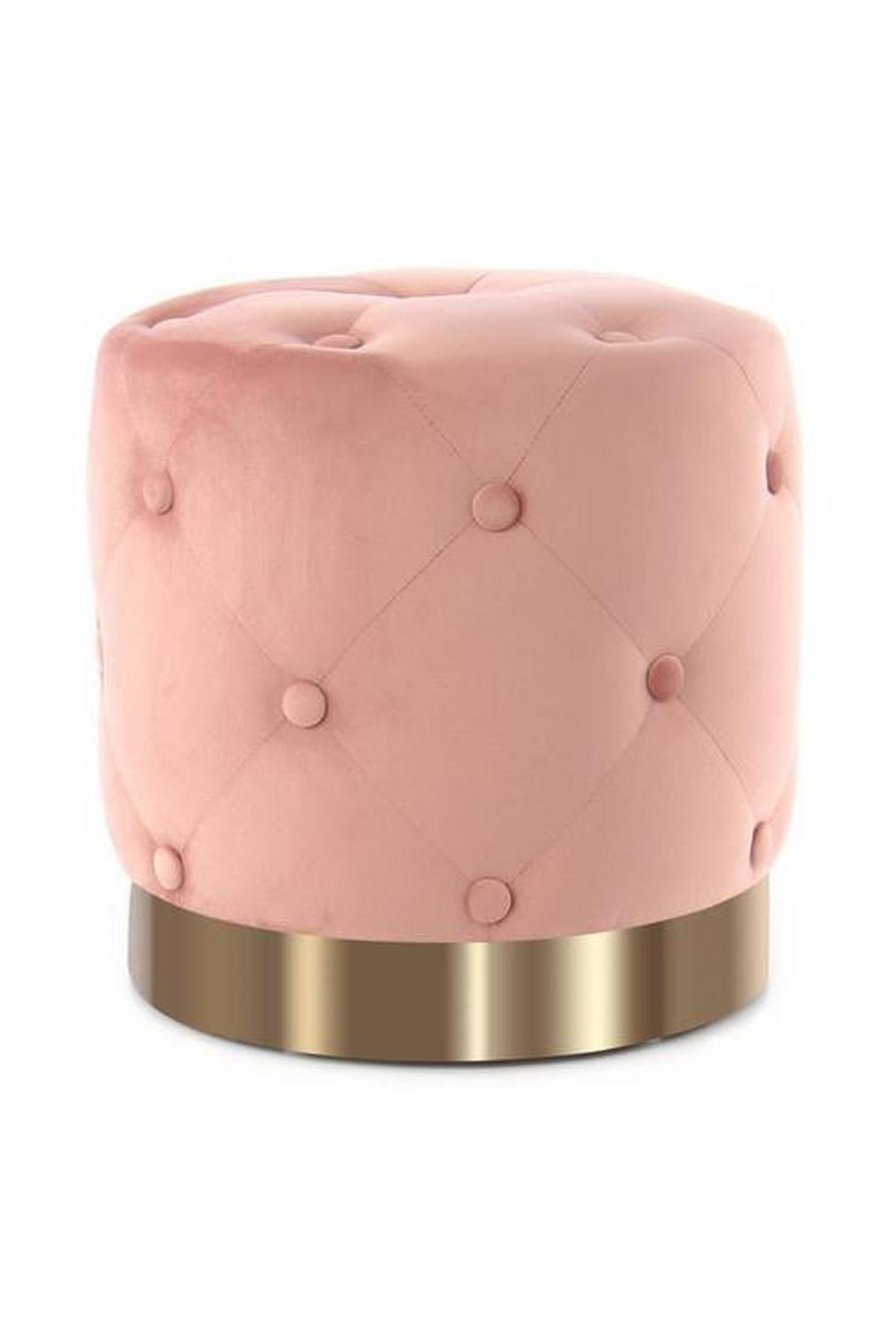 Hocker Pouf Samt Rosa/goldfarben H: 40 Cm - Rosa, Basics, Holzwerkstoff/Textil (40/40/40cm) - Kayoom