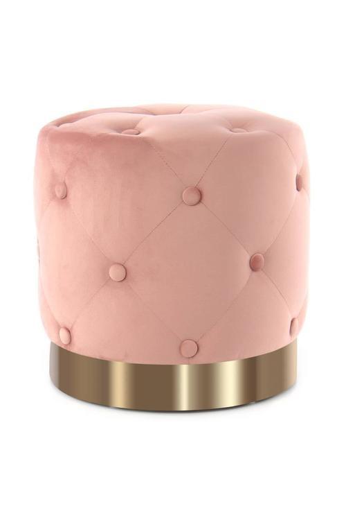 Hocker Pouf Samt Rosa/Goldfarben H: 40 cm