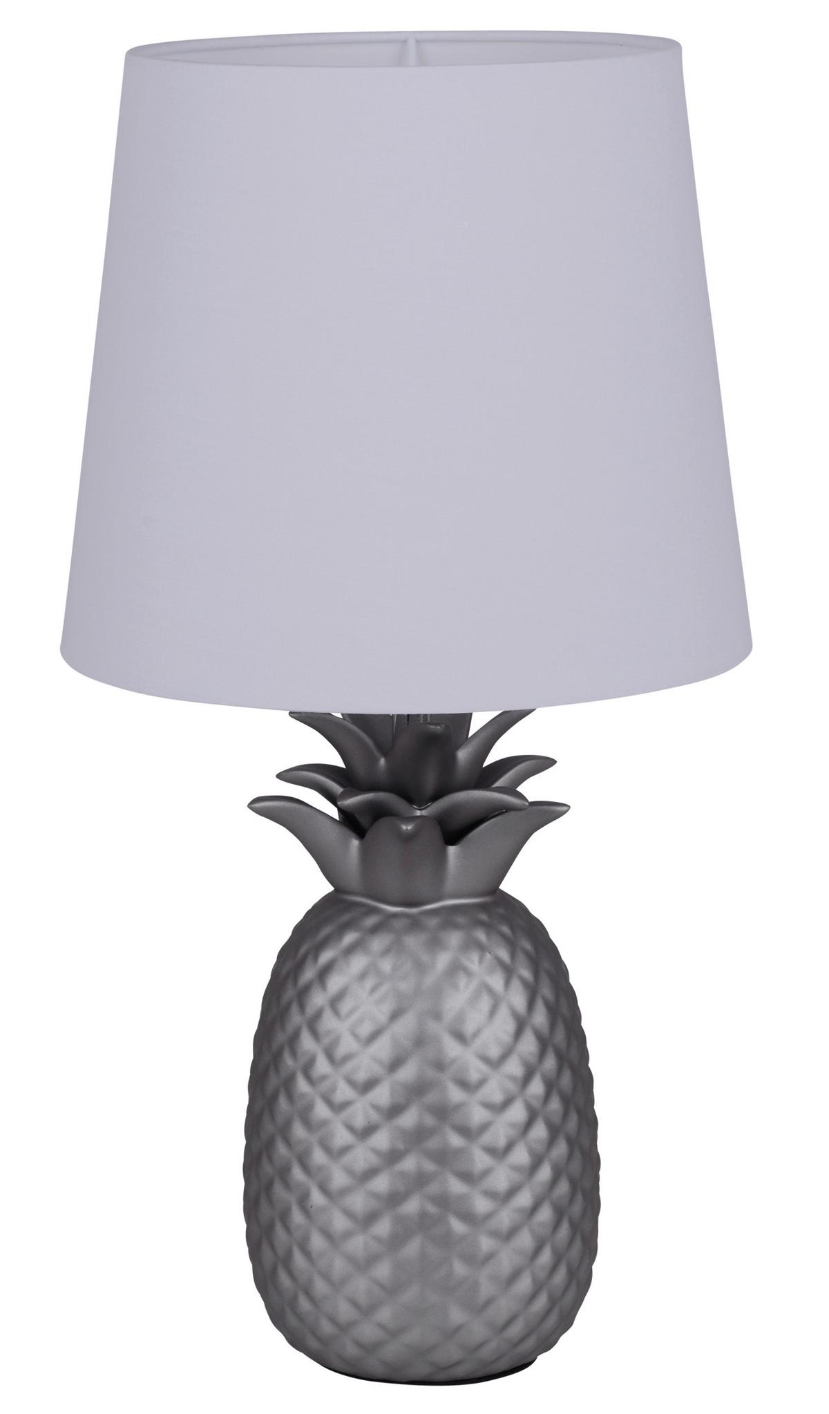Tischlampe Silber/weiß Lampenfuß In Form Einer Ananas - Silberfarben/Weiß, Design, Keramik/Textil (23/45cm) - Näve