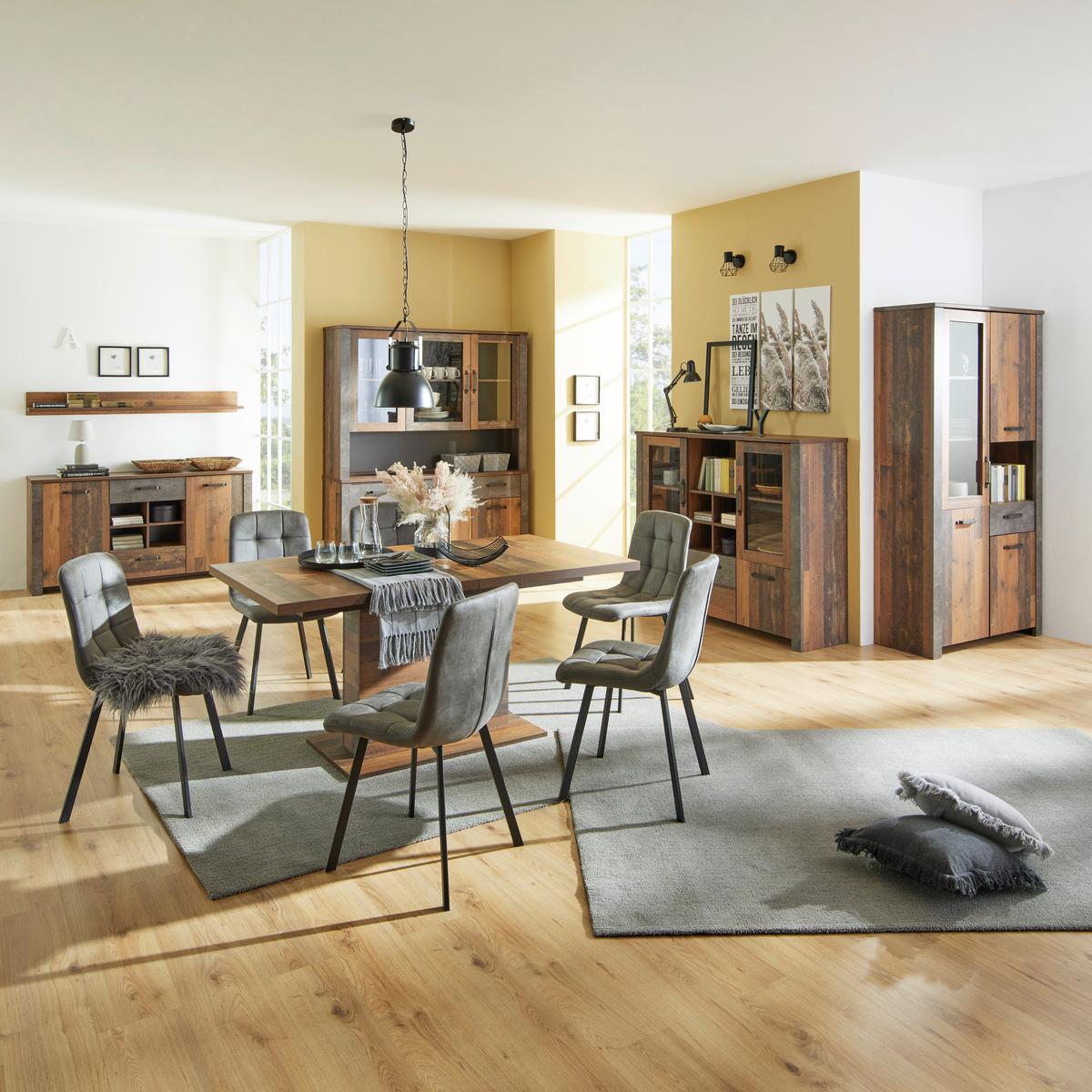 ŠIROKÁ KOMODA ONTARIO - šedá/barvy dubu, Moderní, kompozitní dřevo/plast (162/86/41,5cm) - Ondega