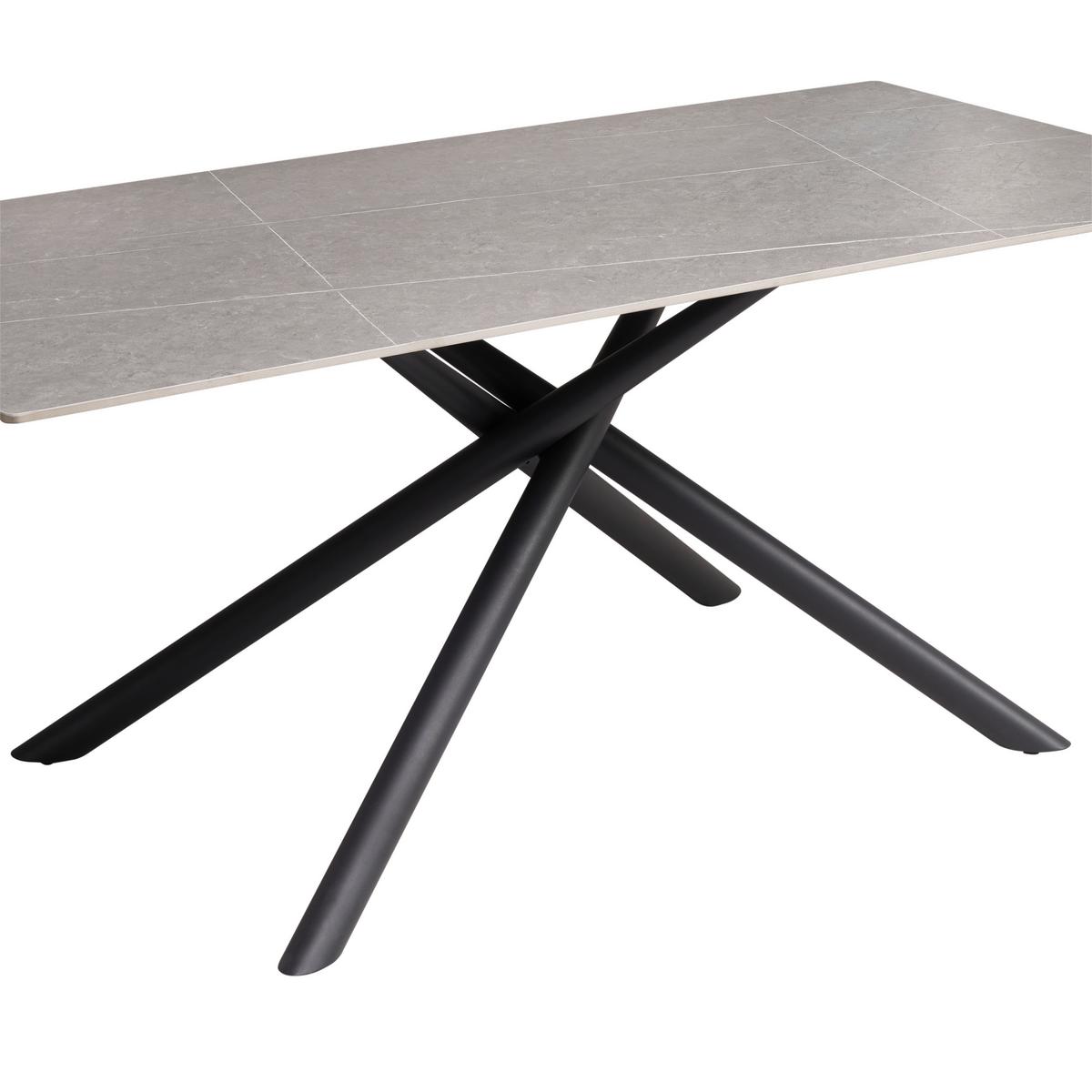 Esstisch Lior Keramik Grau, B: 180 cm - Schwarz/Grau, KONVENTIONELL, Keramik/Metall (180/90/76cm) - MID.YOU