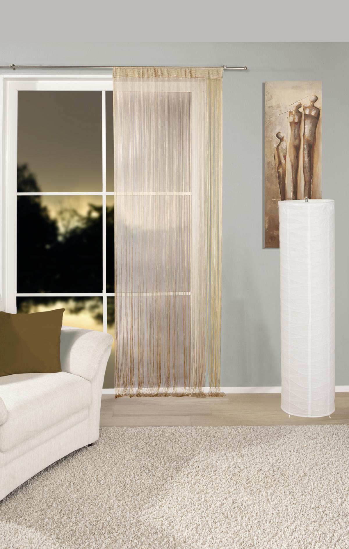 Fadenvorhang + Stangendurchzug Marietta 90x245 cm Natur - Naturfarben, KONVENTIONELL, Textil (90/245cm) - Ondega