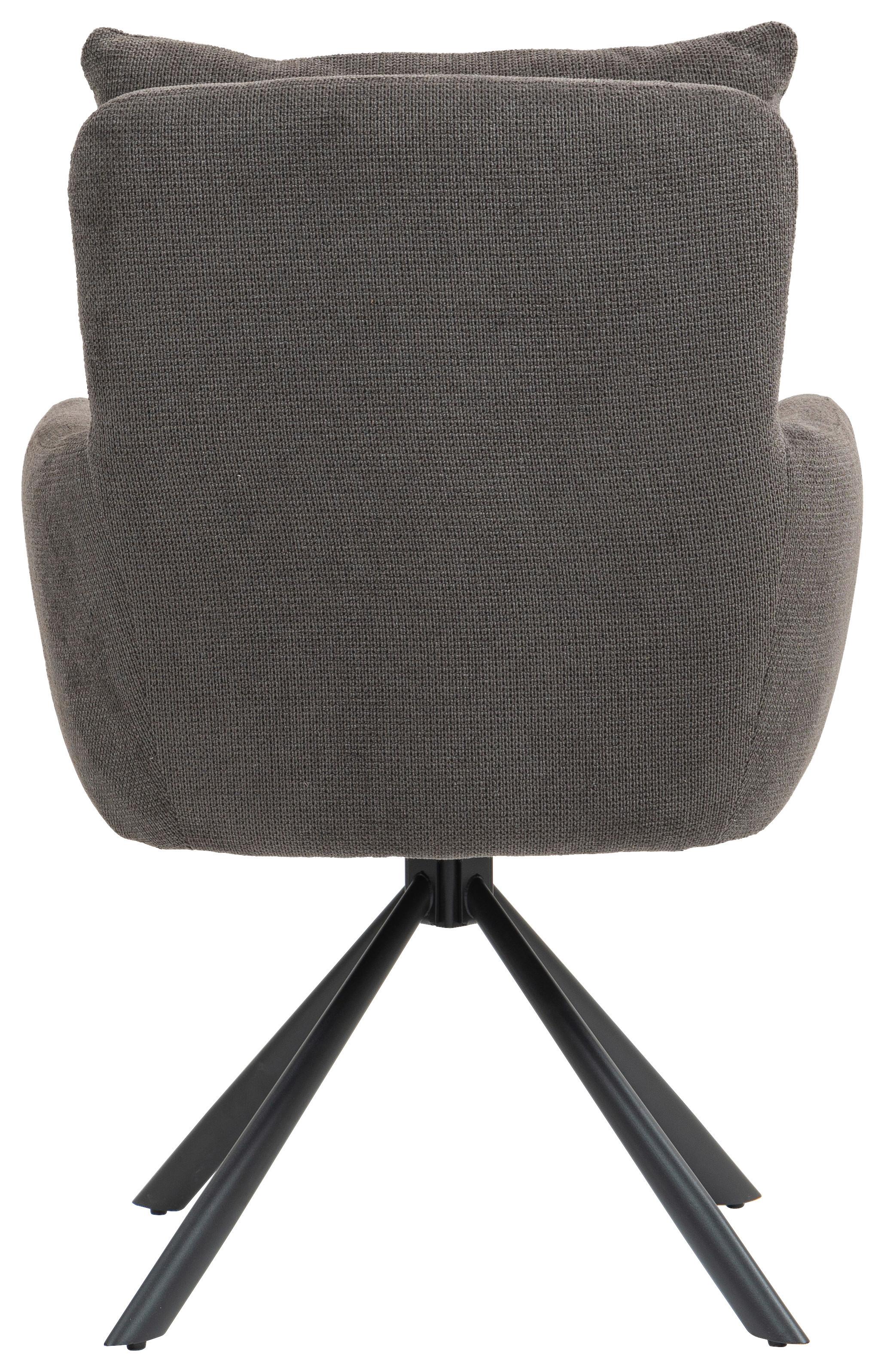 Armlehnstuhl Lina Anthrazit Sitzfl. 180°drehb.,b: 60cm - Dunkelgrau/Anthrazit, KONVENTIONELL, Textil/Metall (60/95/67cm) - MID.YOU